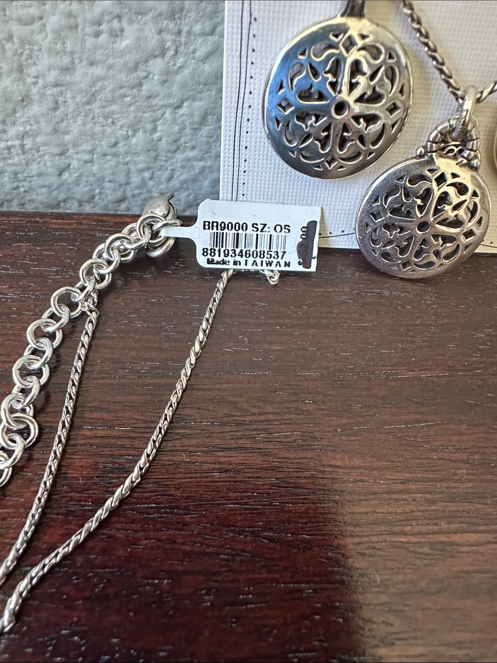 Brighton Ferrara Silver Filigree Round Pendant Necklace and Earrings Set - Picture 3 of 4